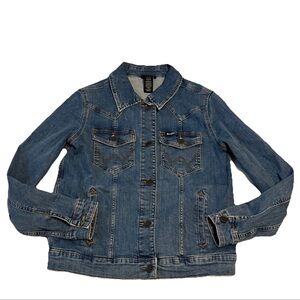 Wrangler Retro Womens Classic Western Denim Trucker Button Front Jacket Size M